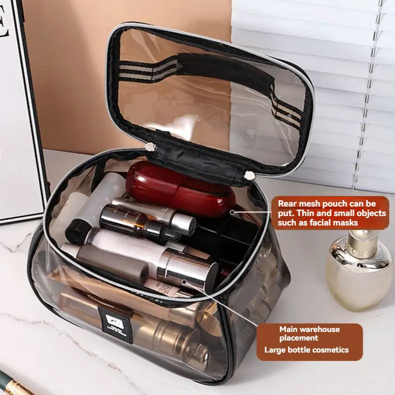 Luxury Retro Travel Organizer Bag - Waterproof Transparent Large-Capacity Home Storage Bag for Toiletries & Cosmetics