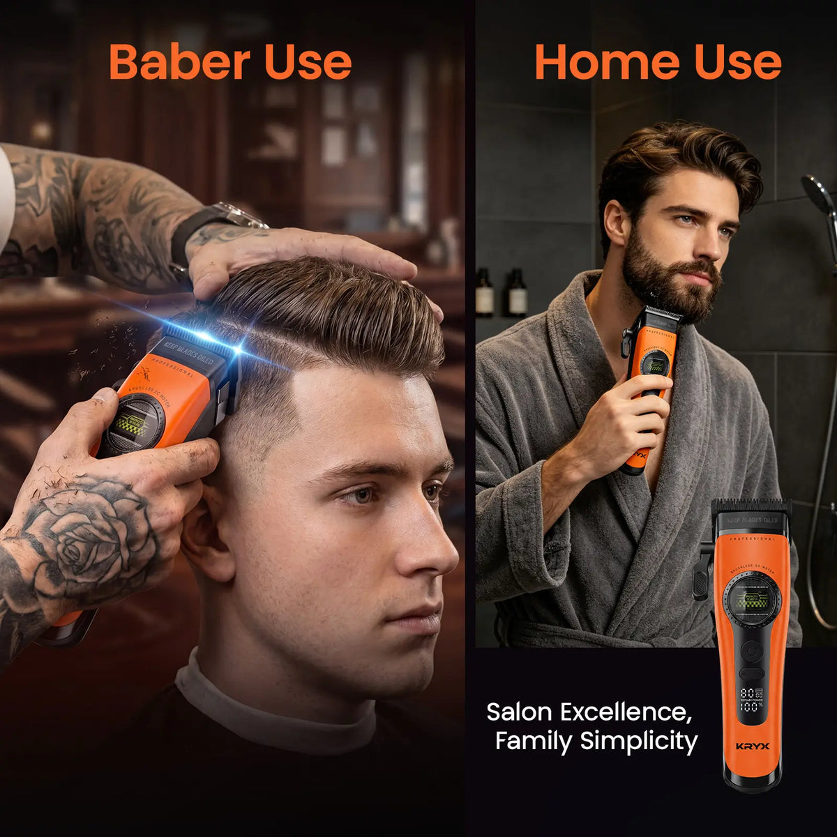 Professional Hair Clippers for Men Outer-Rotor Motor Hair Trimmer Dlc-Blade Barber Clipper for Hair Cutting Cordless Electric Clippers Hair Cutter