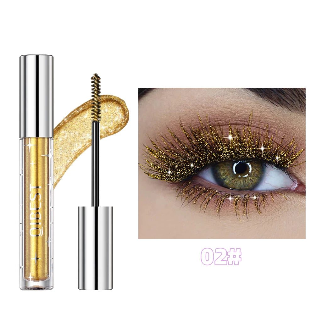 Sliver Gold Purple Glitter Mascara Quick Dry Lasting Waterproof Curling Thick Shiny Eyelash Diamond Mascara 3 Colors