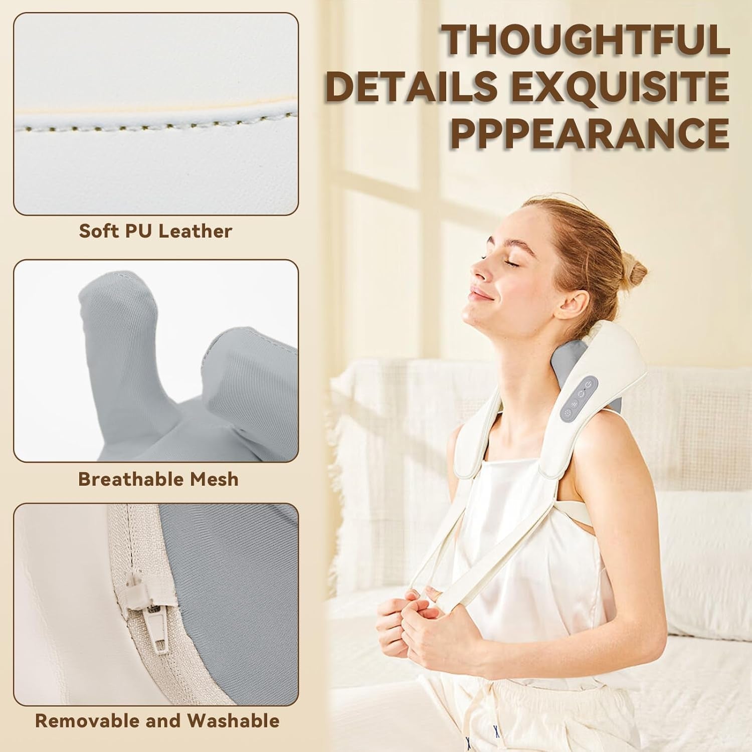 Neck Massage with Heat – Cordless Rechargeable Comfort Massager with 6 Rotating Nodes, Adjustable Speeds for Neck, Back, Shoulders, Legs & Feet – Home, Office or Travel Use