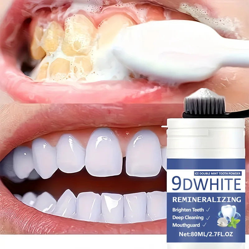 9D Purple Teeth Whitening Powder 80Ml Deep Cleaning Tooth Cleaning Powder, Fresh Breath Toothpaste Dental Care Products
