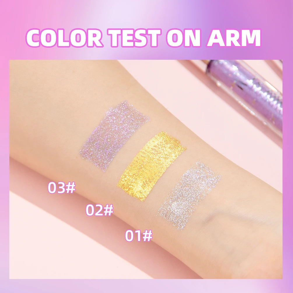 Sliver Gold Purple Glitter Mascara Quick Dry Lasting Waterproof Curling Thick Shiny Eyelash Diamond Mascara 3 Colors