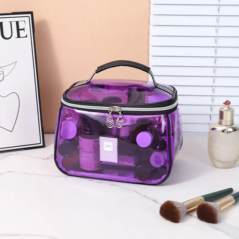 Luxury Retro Travel Organizer Bag - Waterproof Transparent Large-Capacity Home Storage Bag for Toiletries & Cosmetics