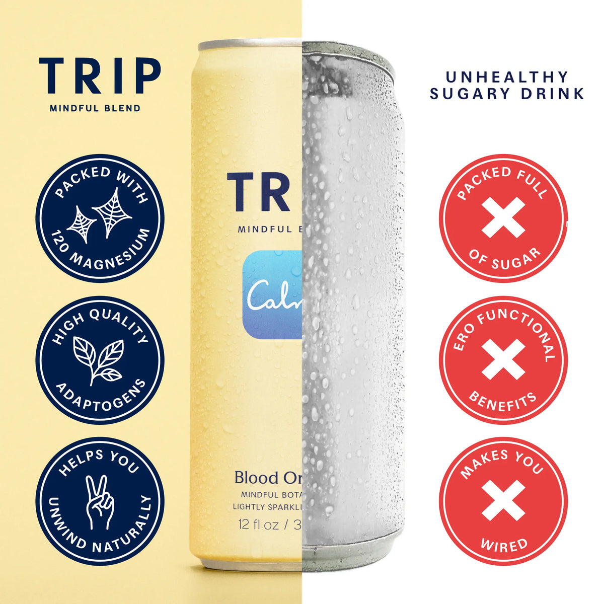 TRIP Blood Orange Sparkling Magnesium Drink — 120Mg Magnesium, Ashwagandha, Lion&