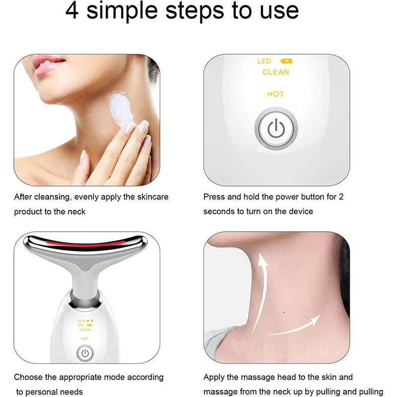 Microcurrent Face Neck Lifting Massager LED Photon Therapy Skin Tighten Massage Reduce Double Chin anti Wrinkle Beauty Device