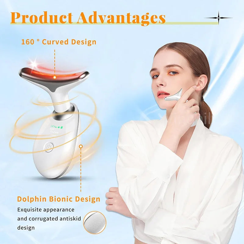 Microcurrent Face Neck Lifting Massager LED Photon Therapy Skin Tighten Massage Reduce Double Chin anti Wrinkle Beauty Device