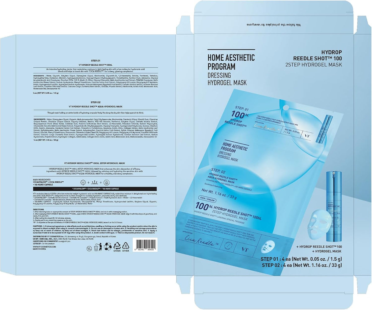 Collagen Reedle Shot 100 2-Step Hydrogel Mask(34.5Gx4Ea) | Intensive Firming Exosome 500Da Collagen Melting Mask (Hydrop, Elasticity & Fine Lines)