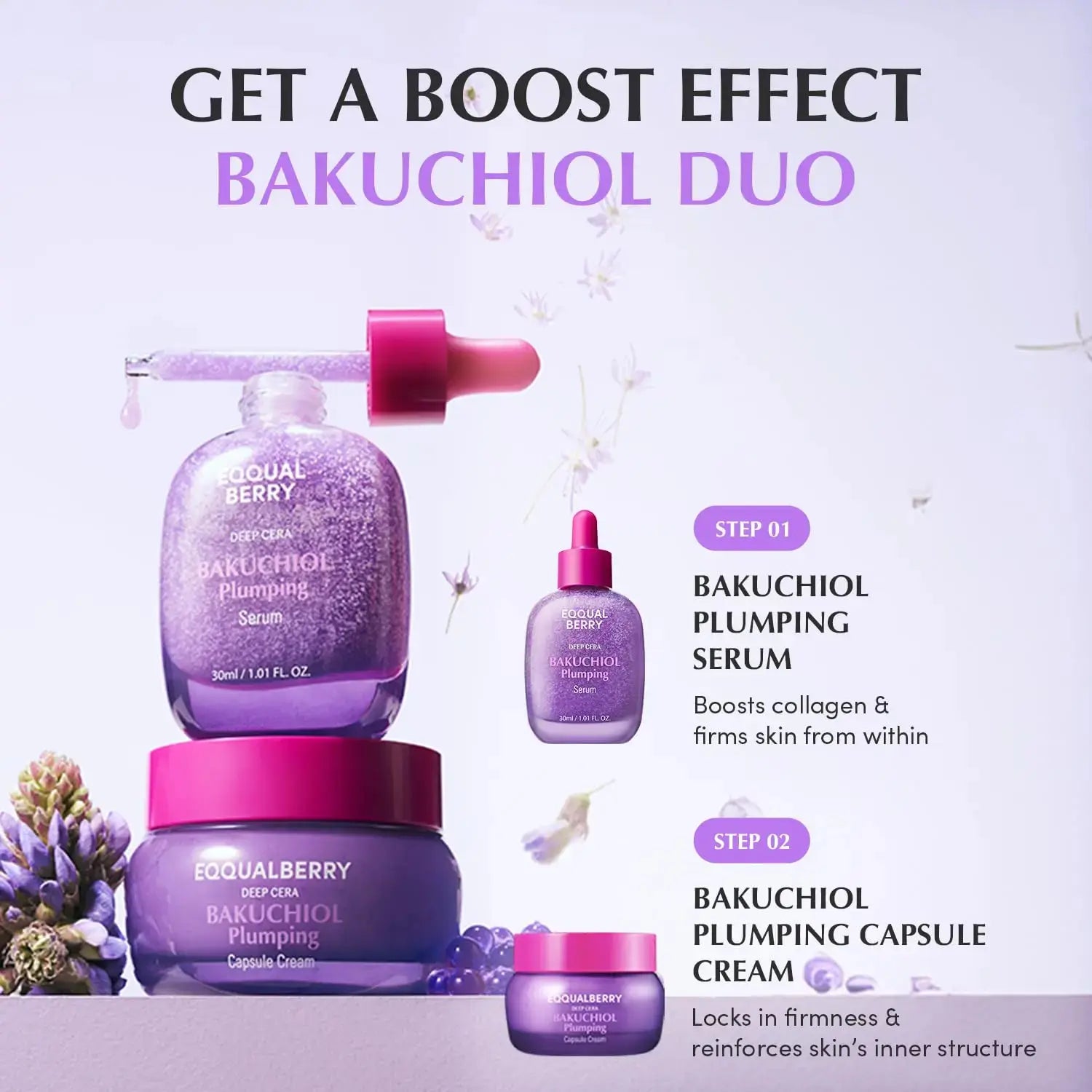 EQQUALBERRY Bakuchiol Duo – Serum & Capsule Cream Set for Firming, Smoothing & Hydrating | Gentle Retinol Alternative for Radiant, Resilient Skin