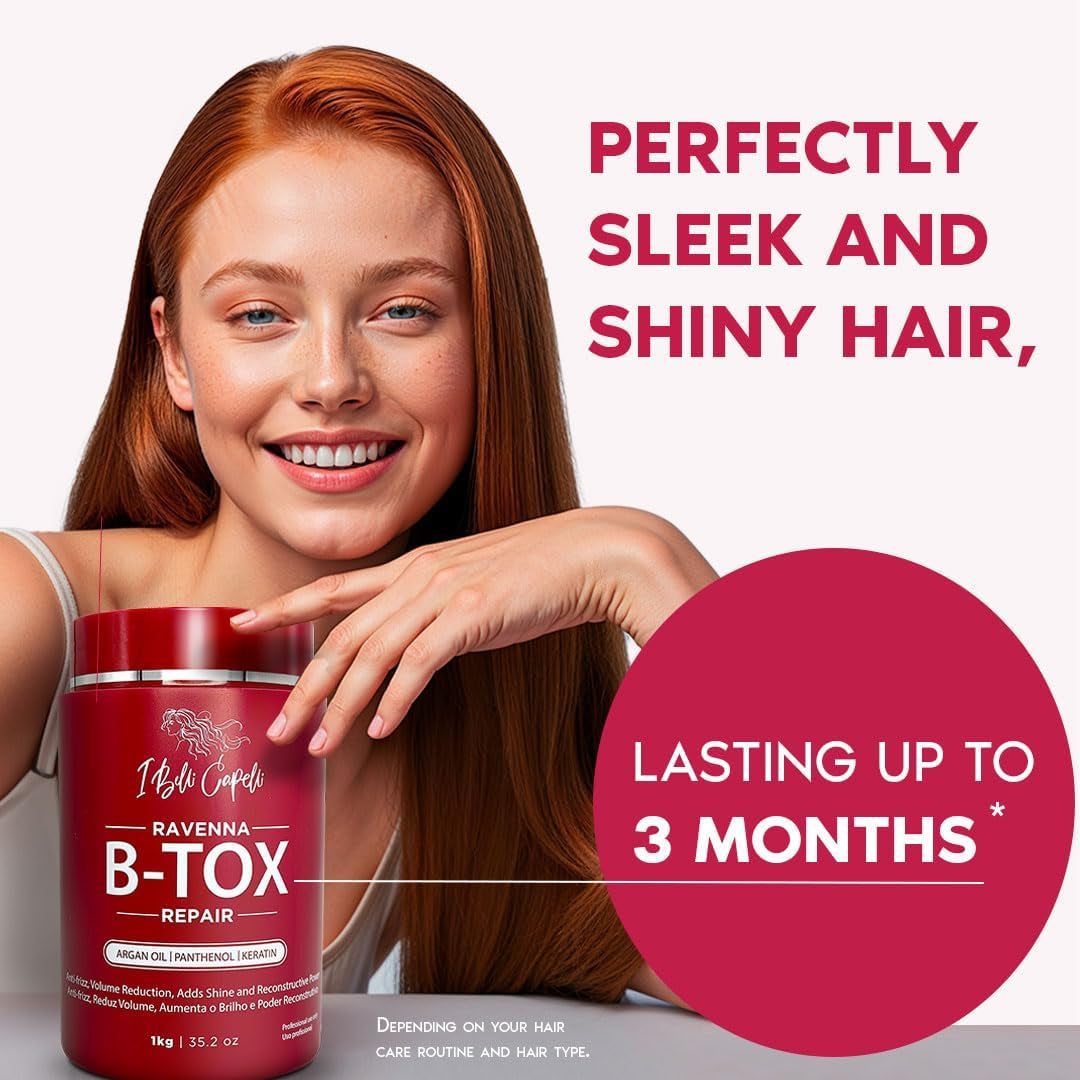 Ibelli Capelli Kit Ravenna Btox Mask Repair 1Kg35.02 Oz anti Residue Shampoo 300Ml10.1 Fl.Oz