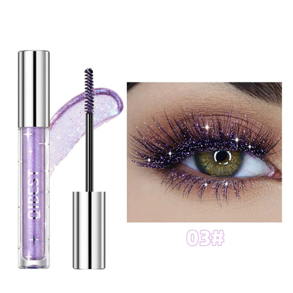 Sliver Gold Purple Glitter Mascara Quick Dry Lasting Waterproof Curling Thick Shiny Eyelash Diamond Mascara 3 Colors