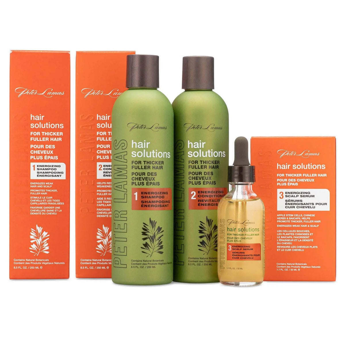 Peter Lamas 3-Step Energizing Hair Growth System – Shampoo, Conditioner &amp; Scalp Serum for Thicker, Fuller Hair