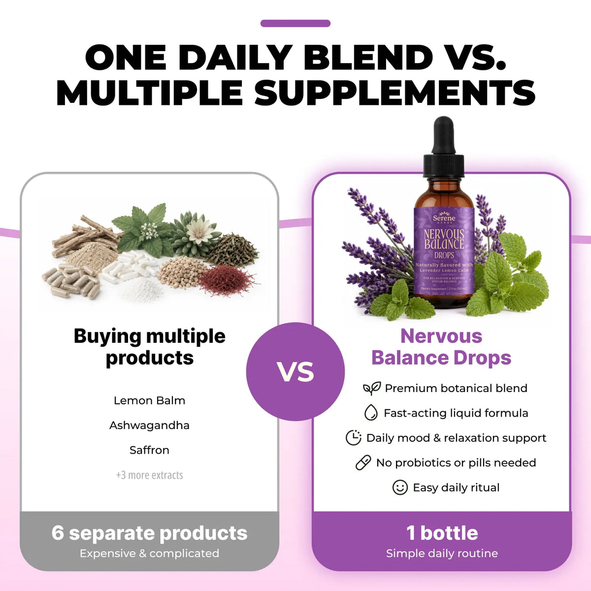 Serene Herbs Nervous Balance Drops – Calm Support Liquid, Lavender Lemon, 2 Fl Oz