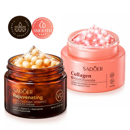 Korean Brightening Face Lotion Capsules - Firming Collagen &amp; Vitamin C Moisturizing Cream for Uneven Skin Tone, Hydrate &amp; Deep Moisture Glow, Korean Skincare