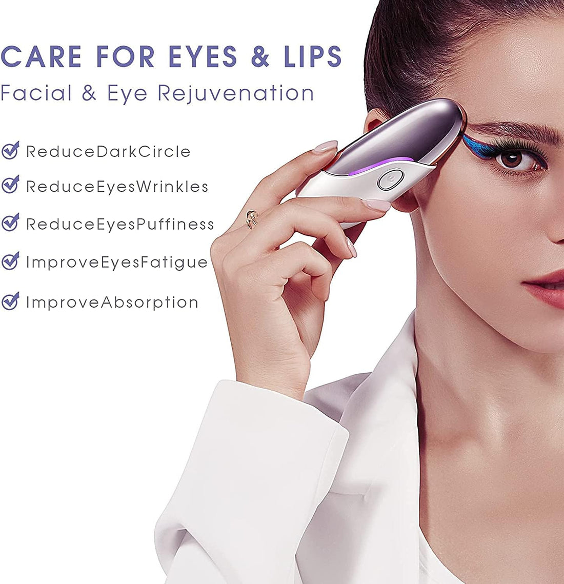 Eye Massager with Heat and Vibration, Anti-Aging Mini Eyes Facial Massager Tool, for Dark Circles Eye Bags Puffiness, Eye Lip Wrinkle Remover Promote Essence Absorption, Gifts for Women &amp; Men…