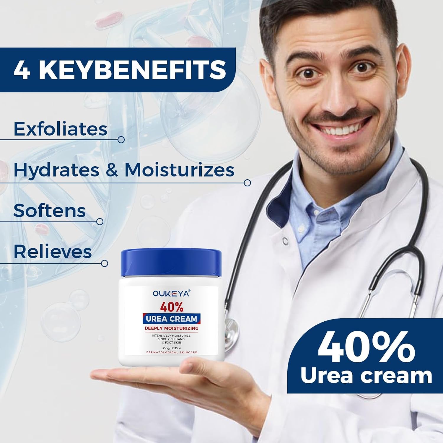 40% Urea Hand Foot Cream Intensive Moisturiser for Dry Cracked Skin | Intensive Moisturising Care for Dry Cracked Heels, Hands and Calloused Skin; 350G