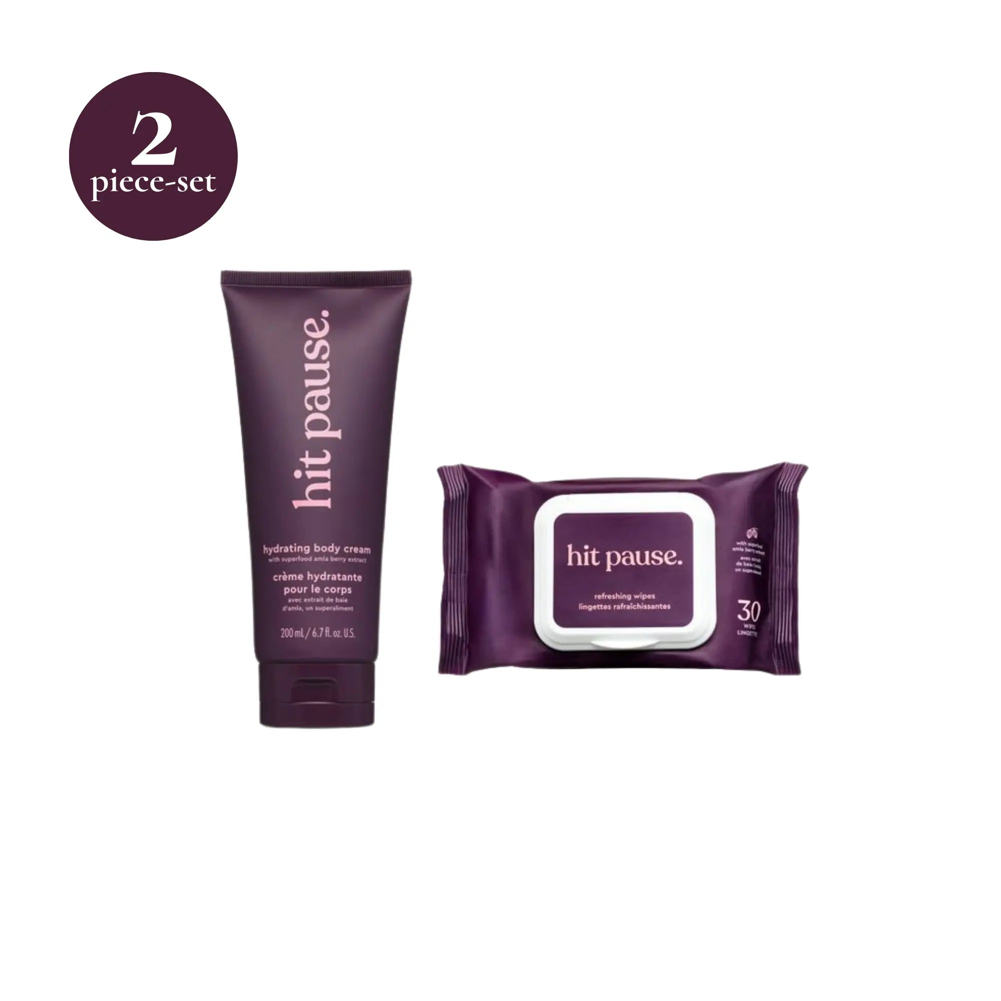 Hit Pause Peri &amp; Menopause Moisture + Refresh Duo – All over Refreshing Wipes &amp; Hydrating Body Cream for Hot Flashes