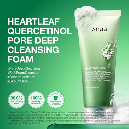 Heartleaf Quercetinol Pore Deep Cleansing Foam, Face Wash for Pore Refining Cleanser, Hydrating Daily Facial Cleanser for Double Cleansing, Gentle Foaming with BHA, Korean Skincare, 5.07 Fl.Oz