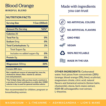 TRIP Blood Orange Sparkling Magnesium Drink — 120Mg Magnesium, Ashwagandha, Lion&