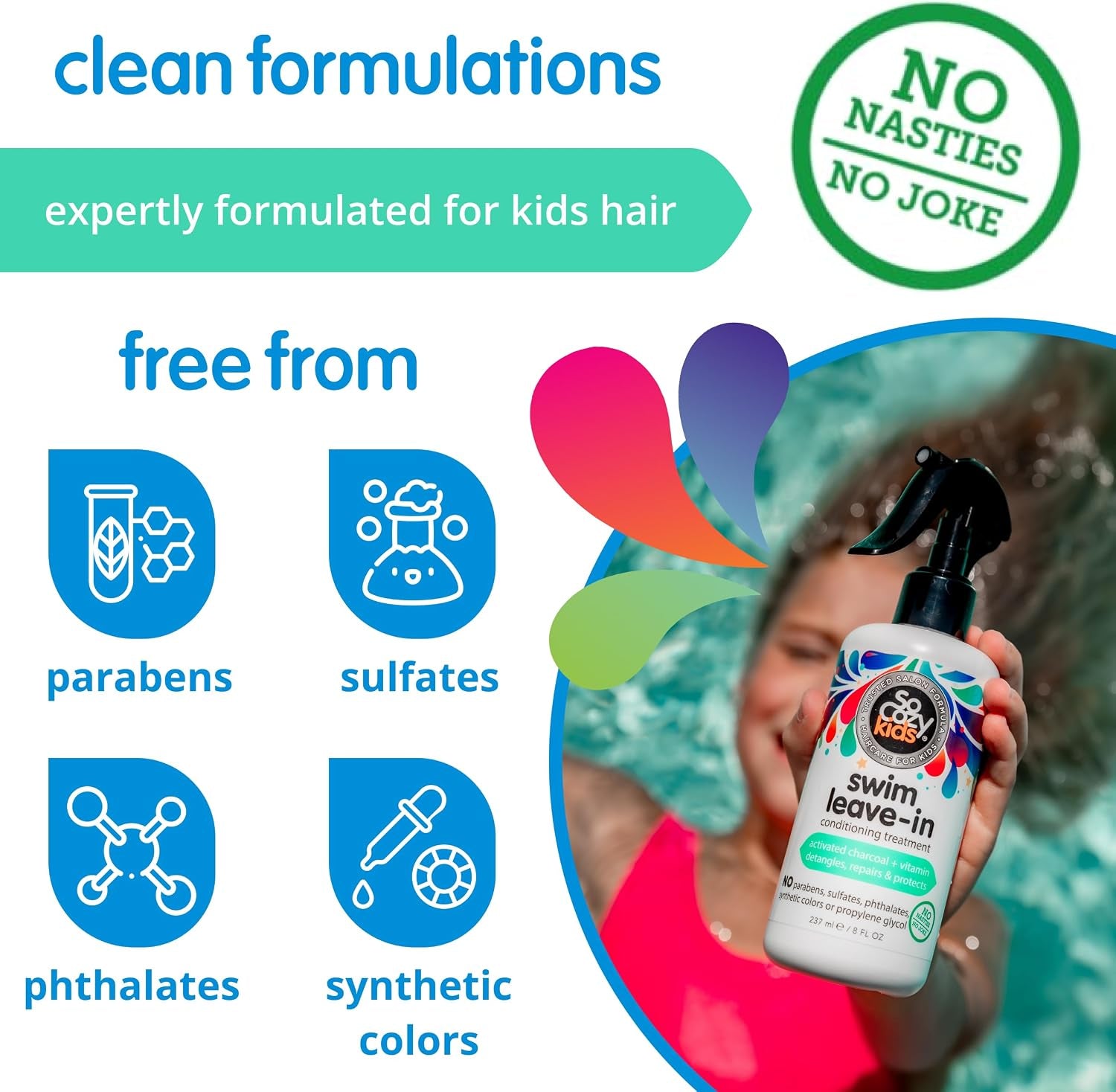 Socozy Splash Swim Leave-In Treatment plus Detangler, 8 Oz.