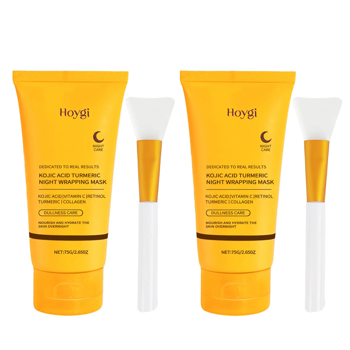 Overnight Facial Peel with Turmeric &amp; Collagen - Exfoliating &amp; Brightening Treatment to Hydrate Acne Prone Skin, Includes Silicone Brush, Nourishing, Kojic Acid, Adults, Dry, Sensitive, Mask, Skin Care Products, Radiant, Gentle, Peel-Off, Wrap Mask