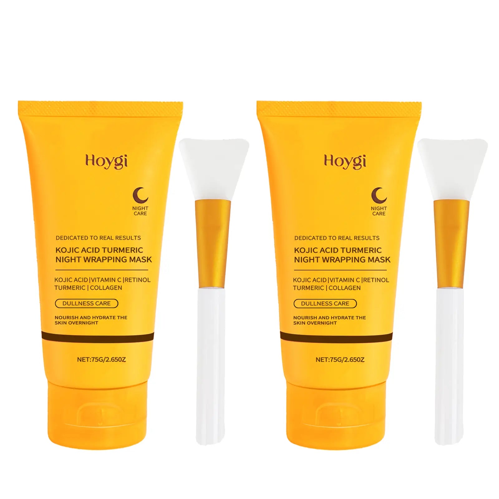 Overnight Facial Peel with Turmeric &amp; Collagen - Exfoliating &amp; Brightening Treatment to Hydrate Acne Prone Skin, Includes Silicone Brush, Nourishing, Kojic Acid, Adults, Dry, Sensitive, Mask, Skin Care Products, Radiant, Gentle, Peel-Off, Wrap Mask