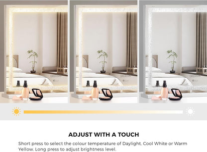 Hollywood Mirror Dimmable LED Bluetooth USB 10X Mag 58X49Cm