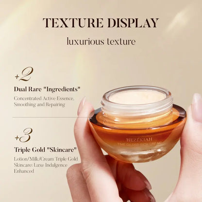 HEZEKIAH Time Gilded Radiance 3-Step Anti-Aging Firming Skincare Set - Moisturizer-Infused, Deeply Hydrates, Smooths Fine Lines, Boosts Skin Elasticity, Hydrate, Firming Set, for Women, Beauty Gift Sets