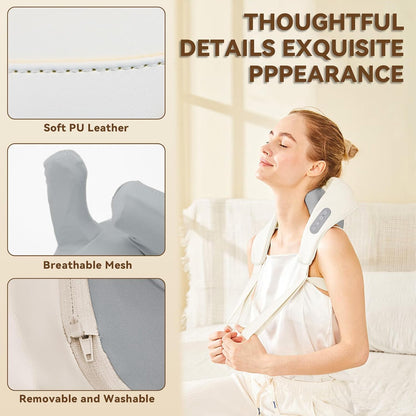 Neck Massage with Heat – Cordless Rechargeable Comfort Massager with 6 Rotating Nodes, Adjustable Speeds for Neck, Back, Shoulders, Legs &amp; Feet – Home, Office or Travel Use