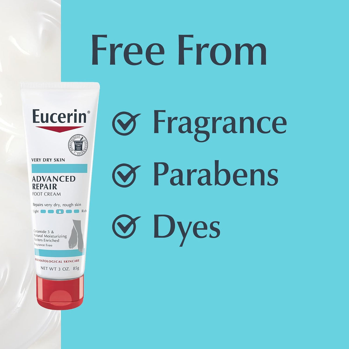 Advanced Repair Foot Cream with Urea, Mulitpack, 3 X 3 OZ | Fragrance Free Foot Cream for Dry Feet, with Urea, Ceramide and NMF, Repairs Rough Skin, Smoother Feet and Heels, Travel Size