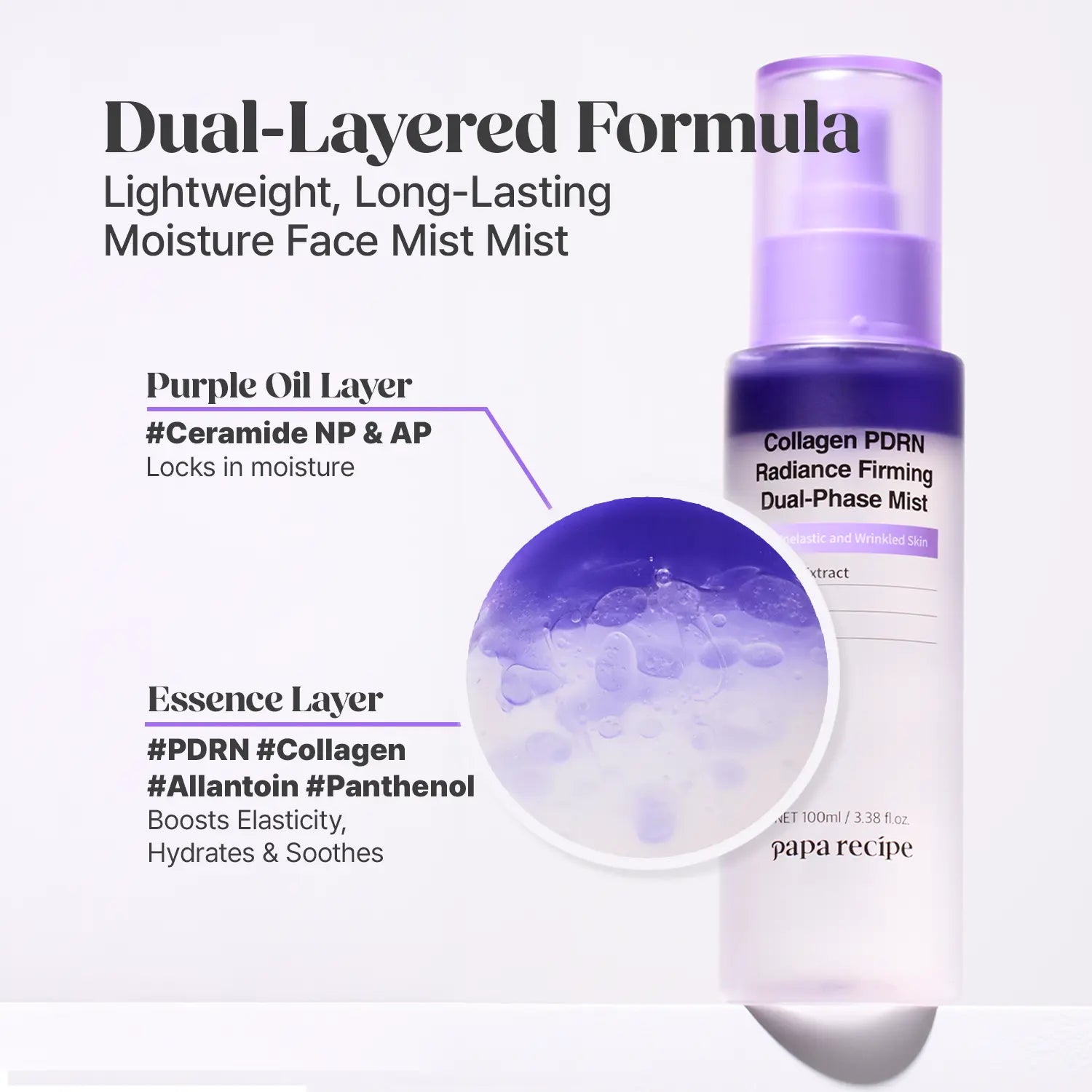 Papa Recipe Collagen PDRN Firming Duo Set – Dual-Phase Mist &amp; Daily Sheet Mask Bundle, Boost Elasticity &amp; Plump Look, Instant Glow, Deep Hydration, Lightweight Korean Skincare