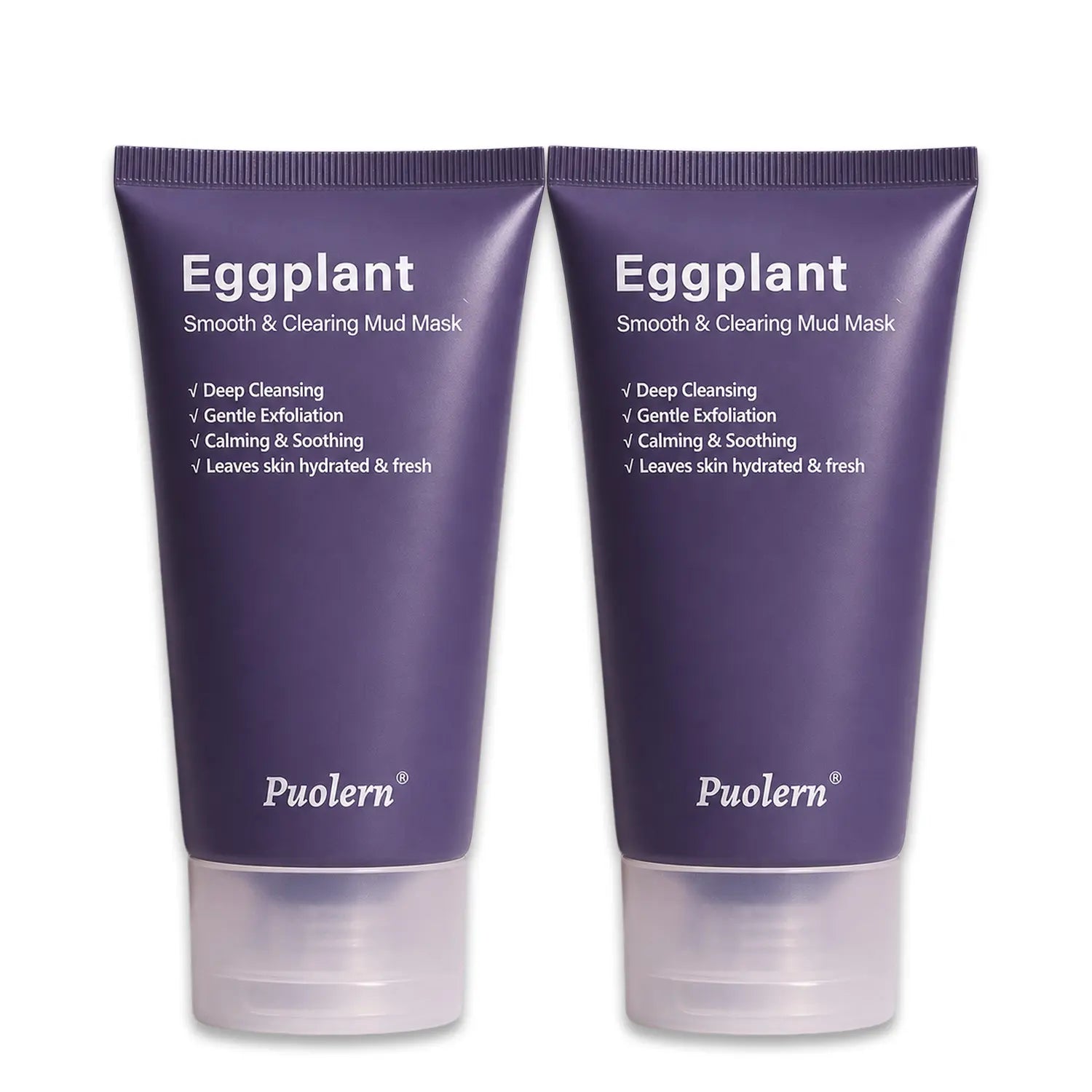 [ Puolern ] Smooth &amp; Clearing Eggplant Clay Mask, Deep Cleansing Face Care with Kaolin, Centella &amp; Hyaluronic Acid, 80 G