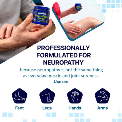 Migrastil Neuropathy Cream - Soothing Cream 3-Pack for Feet, Legs, Hands, Etc. Aloe Shea Butter Gentle Clove Moisturizing Body Care Daily. HSA/FSA Eligible