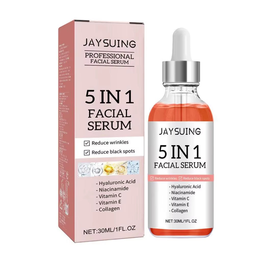 5 in 1 Fade Fine Lines Firming Face Serum Moisturizing Brightning Vitamin C Hyaluronic Acid Facial Serum Shrink Pores Skin Care