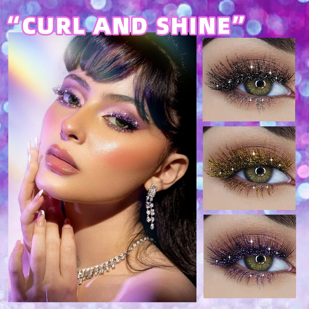 Sliver Gold Purple Glitter Mascara Quick Dry Lasting Waterproof Curling Thick Shiny Eyelash Diamond Mascara 3 Colors