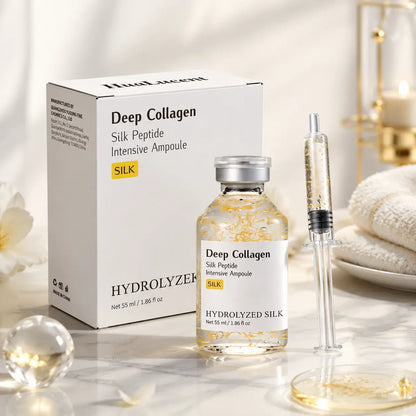 Silk Peptide Collagen Ampoule Serum 55ML | Lightweight Hydrating Face Treatment for Smooth Soft Skin Feel Elasticity Support Texture Care and Healthy Looking Glow Morning Night Skincare Routine Gift Choice Valentines Day Gift for Women