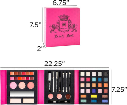 Beauty Book Makeup Kit All in One Travel Makeup Set - 35 Colors Eye Shadow, Eye Brow Makeup, Makeup Blushes, Powder Palette,10 Lip Colors, Eyeliner Pens &amp; Makeup Mirror - Holiday Makeup Gift