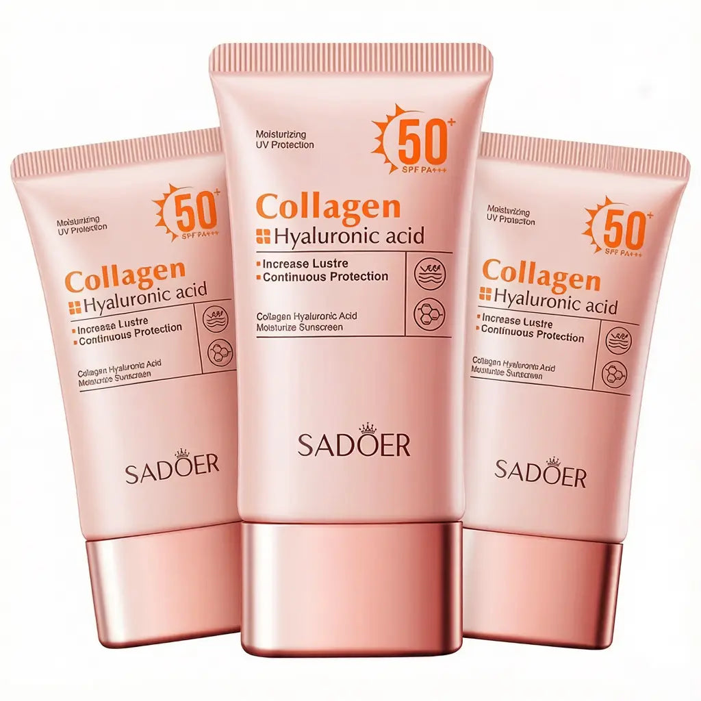 Collagen &amp; Hyaluronic Acid Liquid Sunscreen SPF50+ for Adults - 2-In-1 UV Protection &amp; Moisturizing Sunscreen for Face, Daily Use &amp; Outdoor Activities, Facial, Any, Hydrating, 50Ml, 100G, Self Care Products, Lightweight Gel