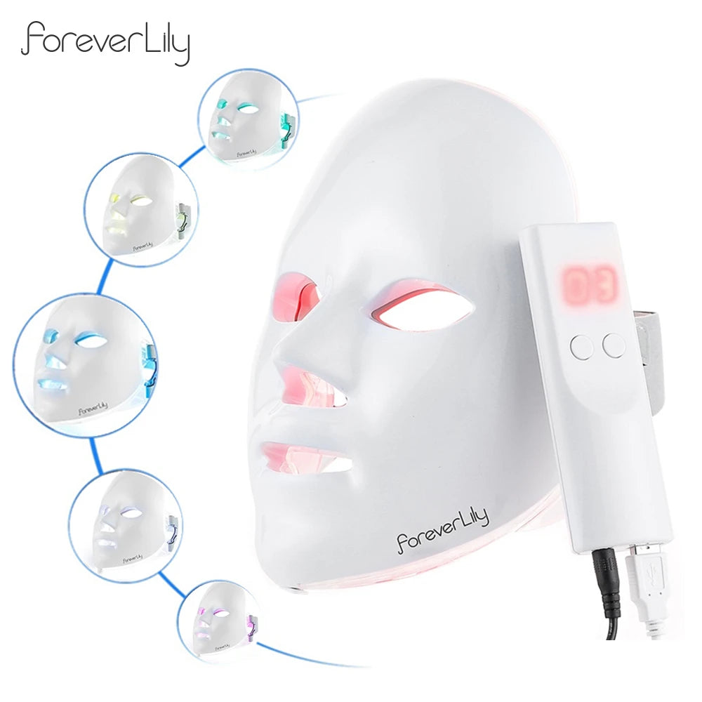 Minimalism 7 Colors LED Facial Mask Photon Therapy Anti-Acne Wrinkle Removal Skin Rejuvenation Face Skin Care Tools