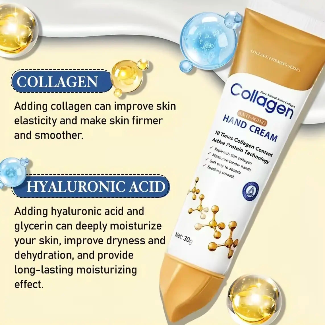 Collagen Anti-Wrinkle Hand Cream Hydrating Anti-Drying Anti-Crack Moisturise Nourish Dry Skin Softening Hand Care Repair Product Nourishing Moisturize