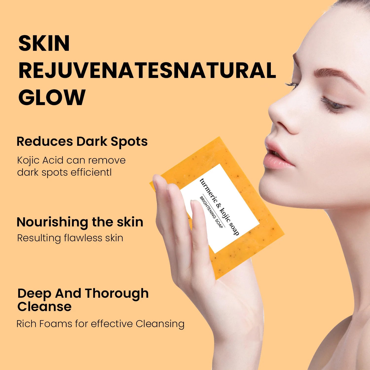 Turmeric Cleanser &amp; Soap Sets Deeply Cleansing Kojic Acid Blackhead Remover Skin Cleansing Oil Control Fade Acne Marks Brighten