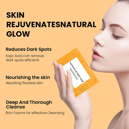 Turmeric Cleanser &amp; Soap Sets Deeply Cleansing Kojic Acid Blackhead Remover Skin Cleansing Oil Control Fade Acne Marks Brighten