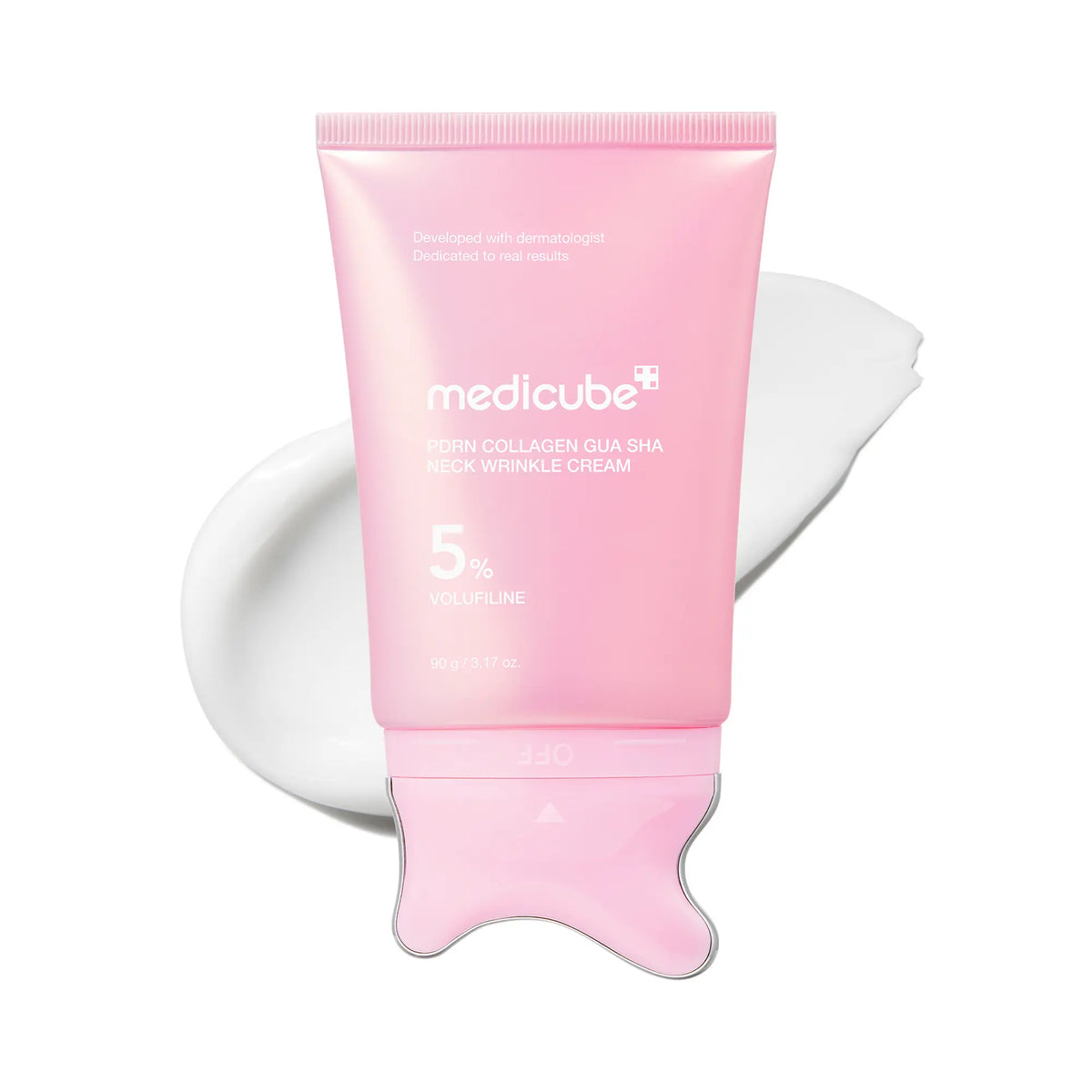 [NEW] [Medicube] PDRN Collagen Gua Sha Neck Wrinkle Cream | Built-In Gua Sha Massager with Volufiline 5% + PDRN | Firming, Contour Care for the Look of Fine Lines, Jawline, Neck, Décolleté,Underarms, Chest, Legs, Shoulder | Massage Cream | Korean Skincare