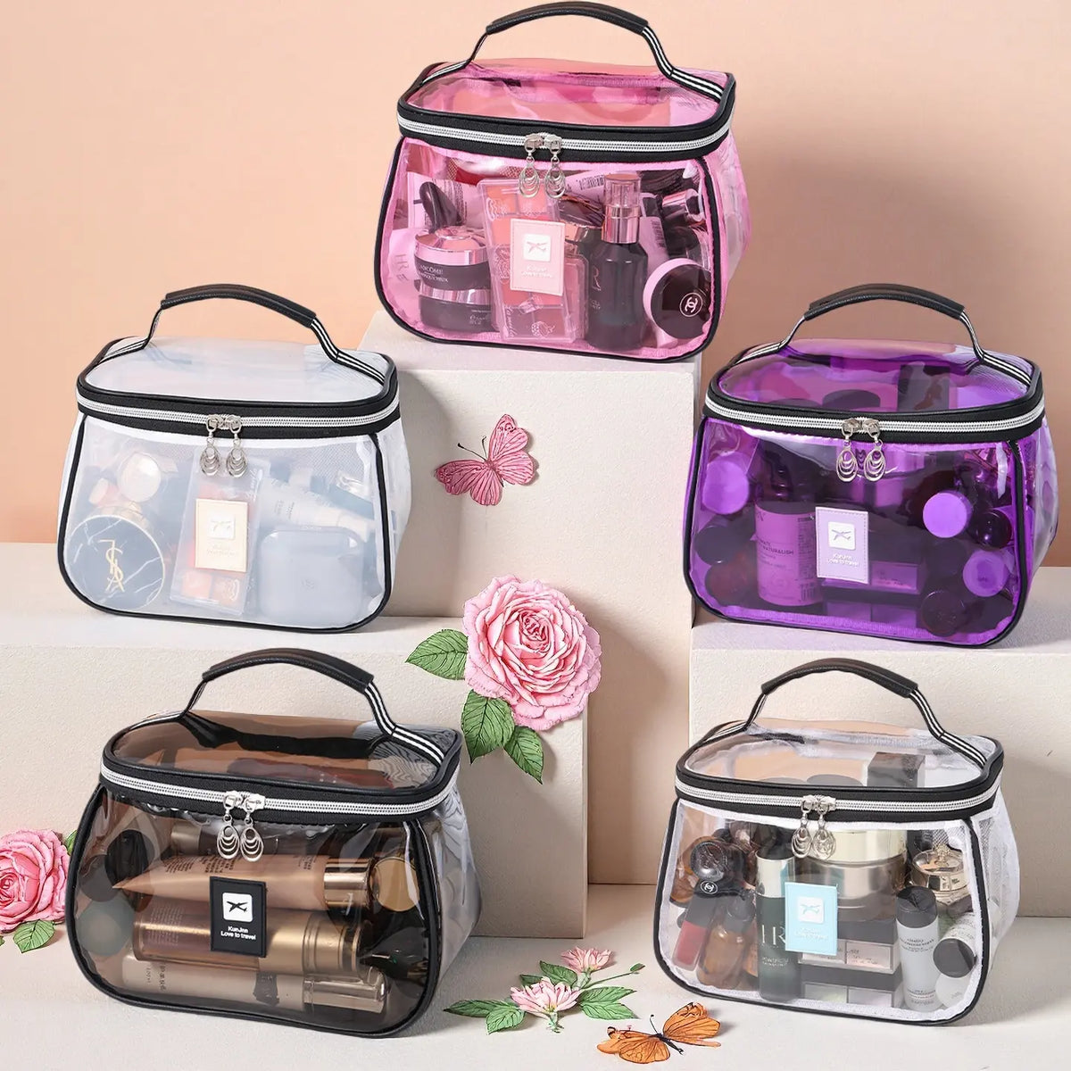 Luxury Retro Travel Organizer Bag - Waterproof Transparent Large-Capacity Home Storage Bag for Toiletries &amp; Cosmetics