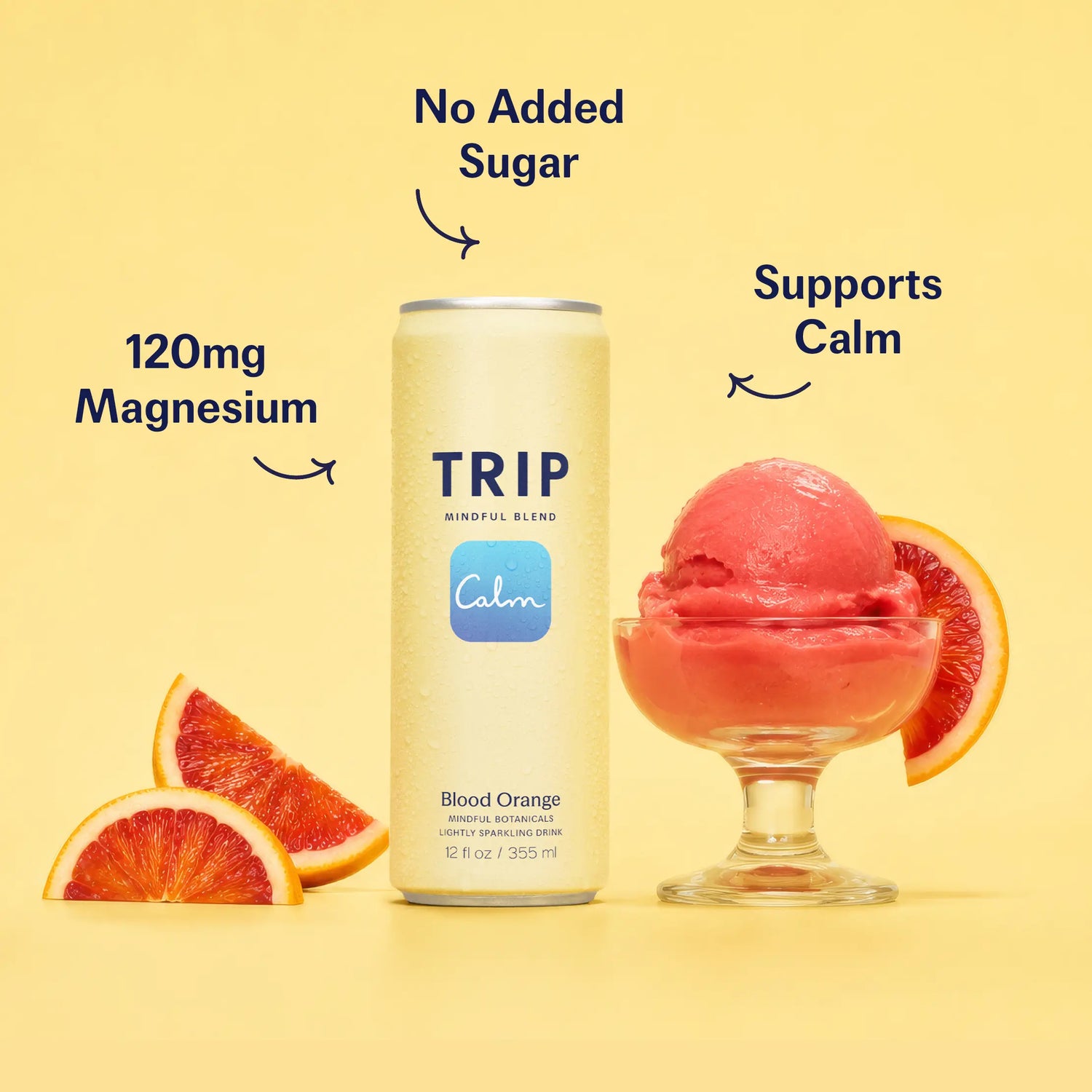 TRIP Blood Orange Sparkling Magnesium Drink — 120Mg Magnesium, Ashwagandha, Lion&