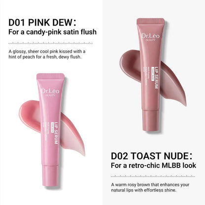 Dr.Leo Tinted Peptide Lip Serum – Brightens Dull-Looking Lips &amp; Smooths Lip Lines, Sheer-To-Buildable Glossy Color + Hydrating Lip Care, Pink Dew / Toast Nude, 15G 