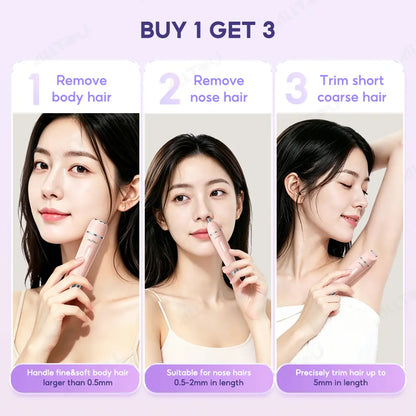 Alltou 3-In-1 Bikini Trimmer for Women, Electric Shaver &amp; Body Hair Remover, Rechargeable Hair Removal Tool with Replaceable Heads for Pubic Hair, Bikini Area, Face, Underarms and Legs,Dorm Essentials Tiktokshopbacktoschool