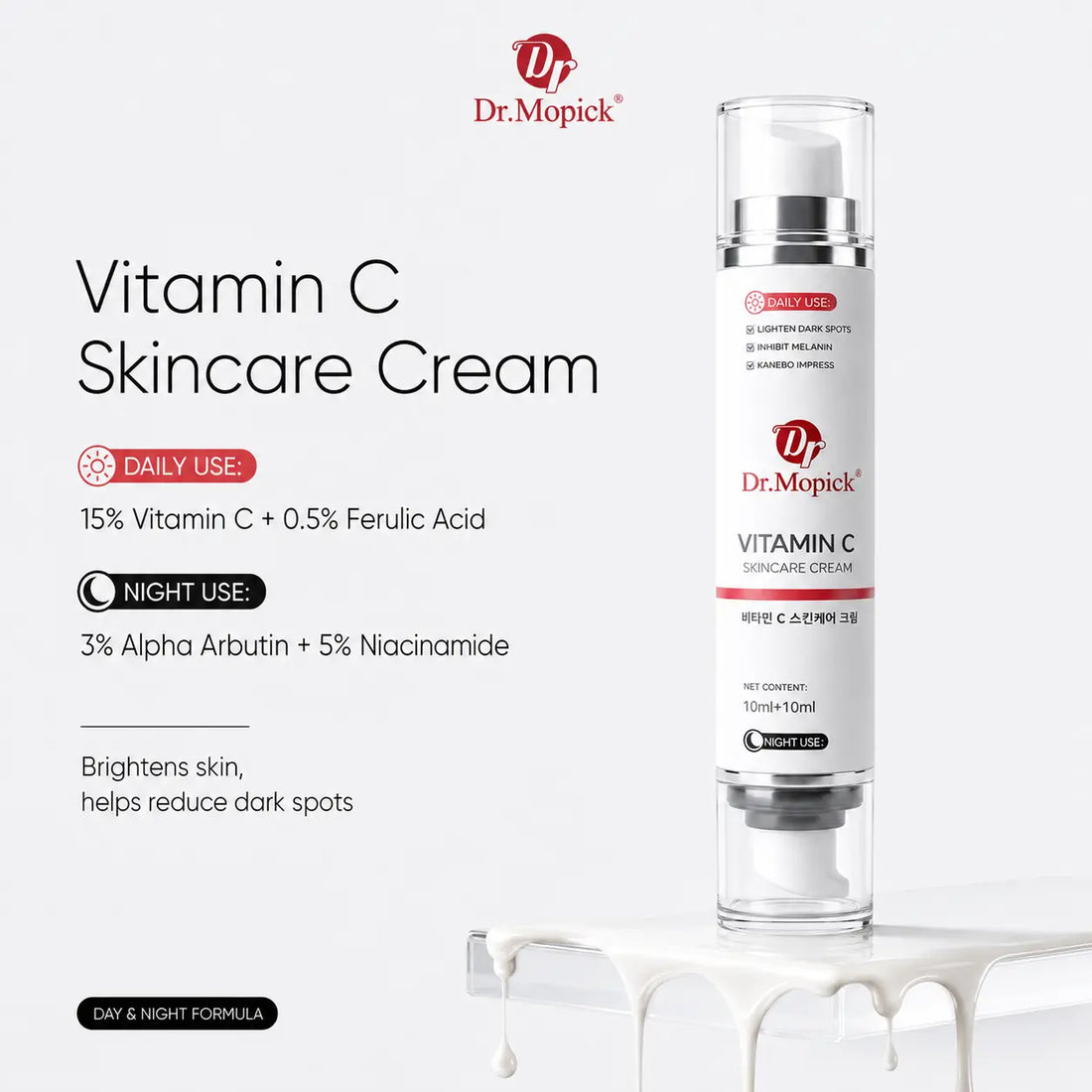 Vitamin C &amp; Niacinamide Face Serum, a Moisturizing Beauty Product That Brightens Dull Skin for a Fresh Glow - Dual Chamber Complex for Day &amp; Night Use, All Skin Types, Hydrate, Face Care Products, All-Day Moisturizers &amp; Mists, Single Item