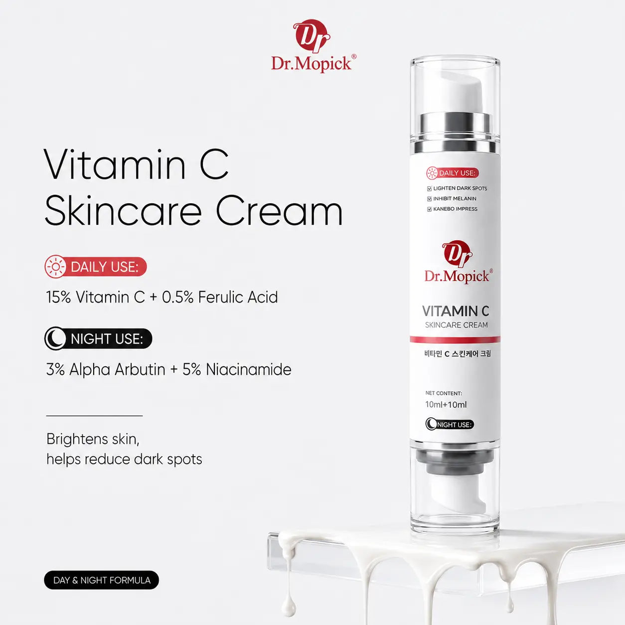 Vitamin C &amp; Niacinamide Face Serum, a Moisturizing Beauty Product That Brightens Dull Skin for a Fresh Glow - Dual Chamber Complex for Day &amp; Night Use, All Skin Types, Hydrate, Face Care Products, All-Day Moisturizers &amp; Mists, Single Item