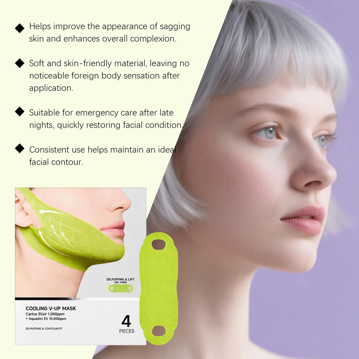 Cooling V-Up Face Lifting Mask Reduce Puffiness &amp; Pore Tightening Contouring Firming Chin Neck V-Shape Facial Patch
