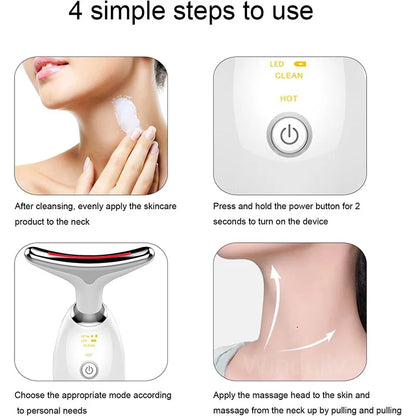 Microcurrent Face Neck Lifting Massager LED Photon Therapy Skin Tighten Massage Reduce Double Chin anti Wrinkle Beauty Device